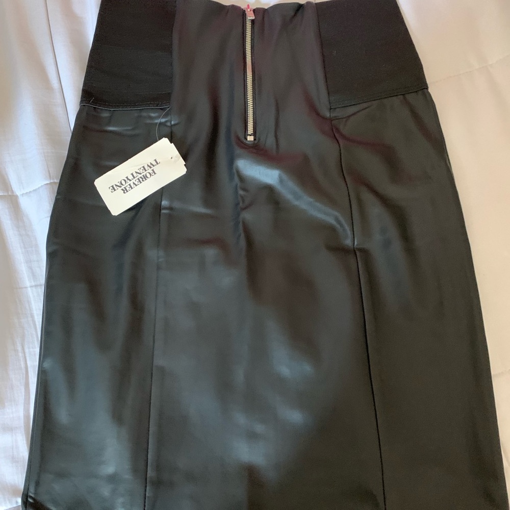 New! Faux black leather skirt size small